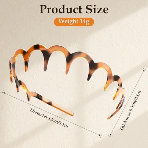 HJKLIUT 5Pcs U Shape Fashion Tooth Hair Comb Headband, High Cranium Head Bands for Women's Hair, Wavy Teeth Hairs Hoop, Vintage High Cranium Hairband for Women (5Pcs Mix, One Size) - Thumbnail 4