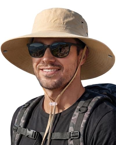 Sun Hats for Men Fishing Hat Outdoor Hiking Beach Summer Hats (Khaki) - Image 1