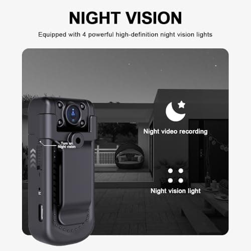 Mini Body Camera 1080P with Audio & Video Recording Small POV Cam with 64G Card - Wearable Personal Portable Cameras Recorder DV - Night Version Camcorder for Security Work Records Guard Traveling - Thumbnail 5