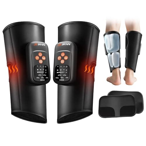 JZBRAIN Cordless Calf Massager with Heat and Compression : Rechargeable Leg Massager with 5 Modes, 5 Intensity, 3 Heat for Circulation and Pain Relief - Calf Compression Device for Fast Recovery