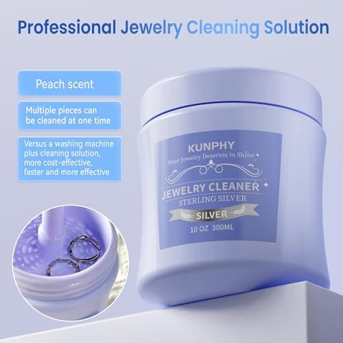 KUNPHY Jewelry Cleaner, 10oz Silver Cleaner, Quick and Easy Ring Cleaner for Restoring Shine, Professional Silver Jewelry Cleaner for Silver Jewelry, Sterling Silver, Diamonds, and Earrings - Thumbnail 6