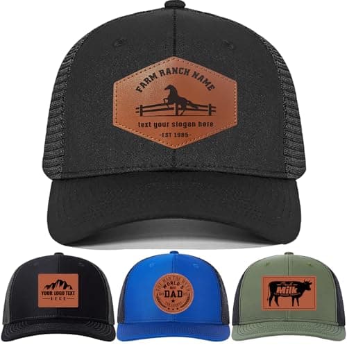QSANQEN Custom Leather Pattern Trucker Hat Adjustable Personalized Carve Leather Patch Baseball Cap for Men & Women - Image 1