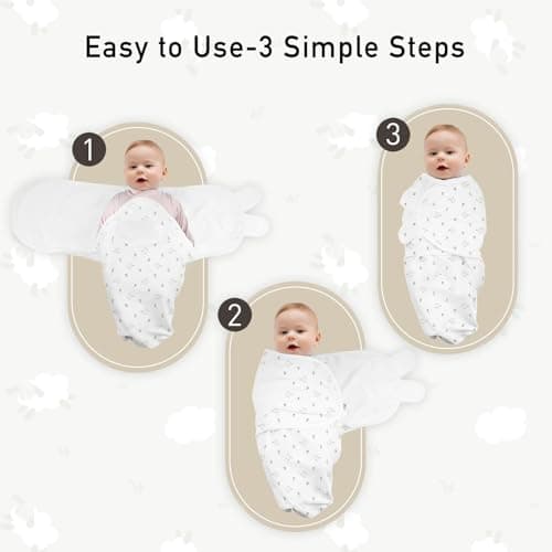 GLLQUEN BABY Swaddles 0-3 Months, 3-Pack Baby Swaddles for Newborn,Baby Girls, Boys Infant Sleep Sack, Easy Swaddling Wrap, Soft & Snug Newborn Sleep Sack, Nursery Swaddle Blankets Essentials - Thumbnail 6