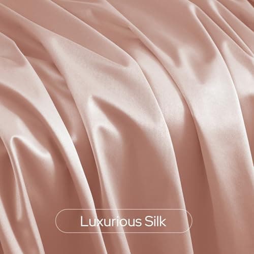 HOMEIDEAS 100% Blackout Faux Silk Blush Pink Curtains 52W x 84L 2 Panels - Thumbnail 4