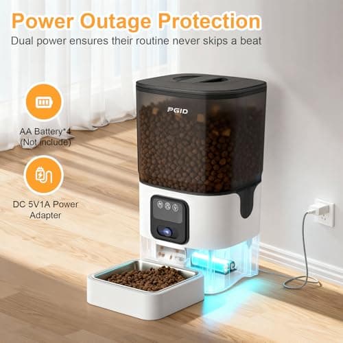 PGID Automatic Cat Feeder with Camera, 1080P HD Video with Night Vision, 2.4G WiFi Pet Feeder for Cat & Small Dog, 2-Way Audio & Meal Call Pet Food Dispenser, Motion Capturing Auto Dog Feeder 6L - Thumbnail 6