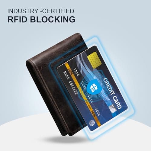GSOIAX Top Genuine Grain Leather Premium Crazy Horse Wallet for Men-Handcrafted Vintage RFID Blocking Bifold 11 Card Slots 2 ID Windows & 2 Cash Pockets wallet Gift for Him(Dark brown) - Thumbnail 4