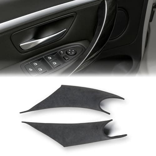 iCarPro Luxury Suede Upgrade Door Handle Cover for BMW 3/4 Series F30 F32 F80 M3 F82 M4 (2013–2019), Ultra-Soft Microfiber Suede, All-Season Comfortable Touch, Dark Gray (2PCS)