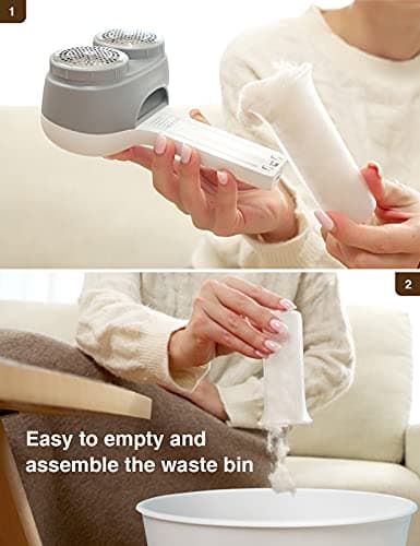 VASSON Fabric Shaver, Electric Lint Remover, Rechargeable Lint Shaver, Sweater Shavers to Remove Pilling, Large Fuzz Remover for Clothes Couch Furniture (Greyish White) - Thumbnail 4