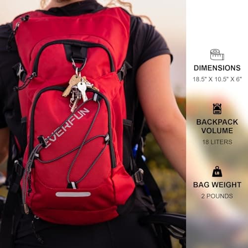 EVERFUN Women Hydration Backpack 18L Hiking Water Backpack with 3L Water Bladder, Hydration Pack Insulated Daypack Lightweight Hydropack with Rain Cover for Hiking, Cycling, Running, Festivals - Thumbnail 5