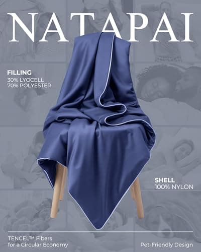 Natapai Cooling Comforter, Cooling Blanket for Hot Sleepers, All Season Lightweight Comforter for Night Sweats, Down Alternative Duvet Insert, Blanket for Night Sweats, Queen - 90"x90"(Midnight Blue) - Thumbnail 2