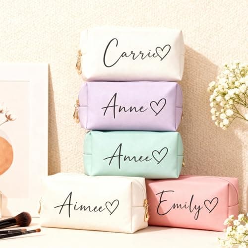 VBAIFAyy Personalized Makeup Bag with Name & Birth Flower - Custom Toiletry Bag for Women, Unique Bridesmaid Gifts, Wedding Party Favors, Best Friend Birthday Present - Thumbnail 4