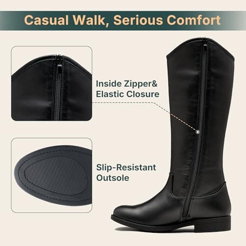 Vepose Women's Knee High Boots 956 Black Zipper Casual Weather Tall Fashion Retro Vegan Boots for Women Size 8.5(CJY956 Black 08.5) - Thumbnail 6