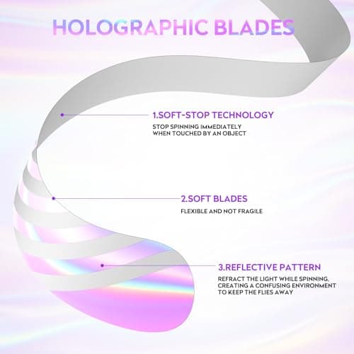 STUHAND Fly Fans for Tables, Fly Repellent Fan Keep Flies Away, Battery Powered Bug Fans with Holographic Blades for Picnic, BBQ, Restaurant, Party and Kitchen, Indoor and Outdoor 4 Pack - Thumbnail 4