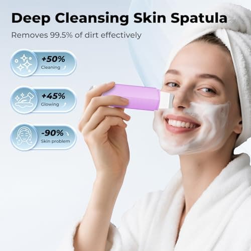 Blackhead Remover Tool Face Scrubber: PETYDOOT Double-Headed Face Spatula Skin Scrubber, Nose Pore Cleaner Blackhead Remover for Facial Deep Cleansing Skin Care Tool for Men & Women(Purple) - Thumbnail 2