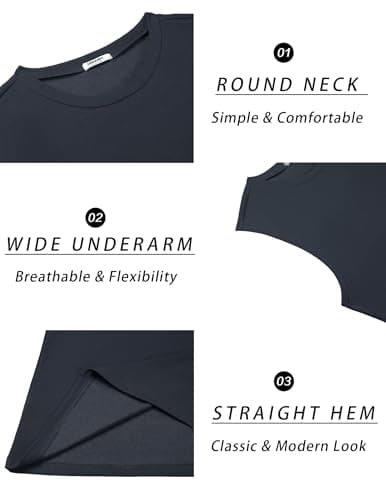 COOFANDY Tank Top Muscle Shirts for Men Cotton Soft Sport Sleeveless T-Shirts Pack Gym Cut Off Tank Navy/Grey 3XL - Thumbnail 6