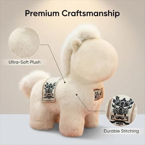 LXYUNKJ 2026 Year of The Horse Stuffed Animals Plush Soft Plushie Toys - Mascot Doll Toys Zodiac Decor, Super Cute Plush Soft Toy for Adults, Kids and Families Gifts (10" Dì Lú) - Thumbnail 3
