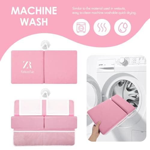 RelaxaTub Bath Kneeler and Elbow Rest Pad Set - 2-Inch Thick Comfortable Baby Bath Kneeler Pads, Quick-Dry Non-Slip Bathtub Mat with Toy Organizer for Knee & Arm Support for Baby Bath Time - Thumbnail 6