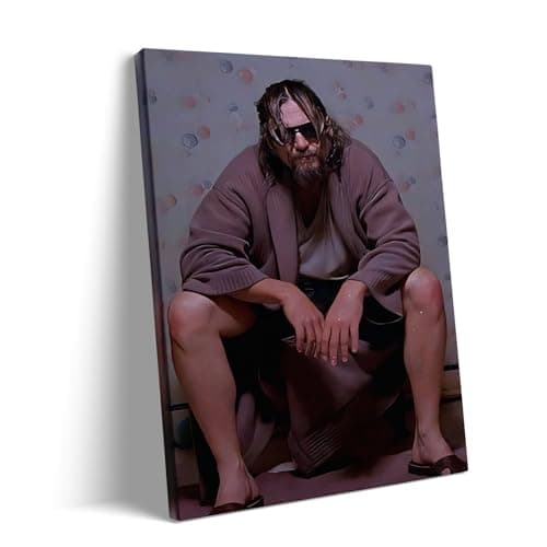 VYPEROCK Chill Framed Canvas Wall Art Bathroom Decor The Dude in Robe from The Big Lebowski Poster Print Legendary Comedy Painting Pop Artwork for Den Game Room Dorm Wall Home Decoration, 8x10inch - Thumbnail 2