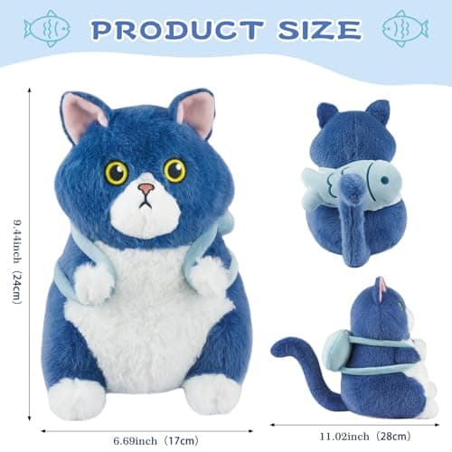 Ayehe Microwavable Stuffed Animals, Cute Cat Heated Stuffed Animals Plushies, Heating Pad Animal Plush Toys for Adults and Kids (Fish) - Thumbnail 2