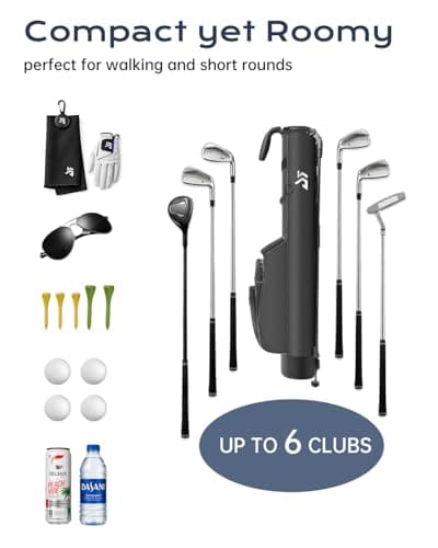 Lightweight Golf Stand Bag with Cooler Pocket, Small Sunday Golf Carry Bag for 6–8 Clubs, Compact and Portable for Men & Women, (Black) - Thumbnail 3