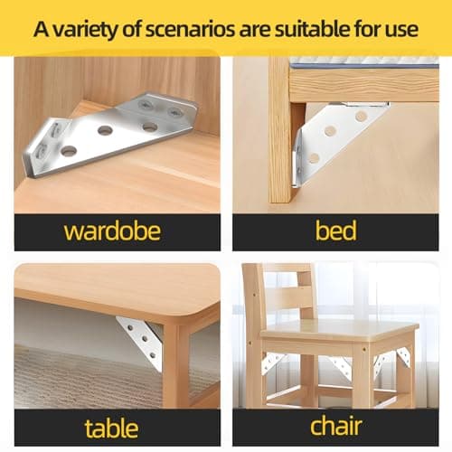 Stainless Steel Angle Brackets Heavy Duty – L Shaped Corner Brace for Wood Shelves,Furniture,Cabinet,Wall Mount Support,Rust-Resistant Metal Shelf Bracket 24Pack - Thumbnail 5