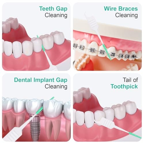 ACSKD 300PCS Dental Floss Picks,Dual-Use Interdental Brushes,Soft Silicone Brush Head Toothpicks, Tooth Picks Flossers for Teeth Braces Cleaning (Blue) - Thumbnail 4