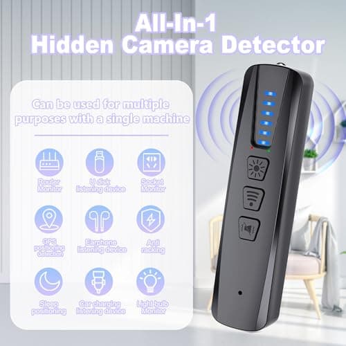JZDCB Hidden Camera Detector & GPS Tracker Finder | Spy Camera Detector with RF Signal Detection for Travel, Hotel, Car | Anti-Spy Bug Detector & Wireless Camera Finder(Black) - Thumbnail 2