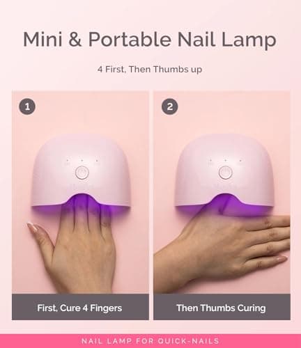 MelodySusie Mini Cordless UV Nail Lamp, P-ART06G Rechargeable Portable LED UV Light with Smart Sensor, 4-Finger Curing for All Soft Gels, Especially Half-Cured Gel, Base Coat & Top Coat, Pink - Thumbnail 2