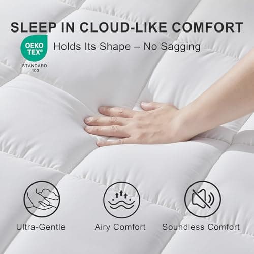 3 inch Mattress Topper King Size Pillow Top - Extra Thick Padded Mattress Pad & Protector, Breathable Fitted Deep Pocket 8-21, Ultra Soft & Supportive 1100GMS - Thumbnail 3