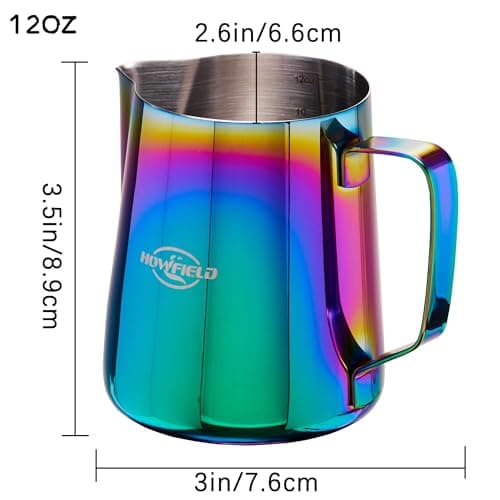 Stainless Steel Milk Frothing Pitcher - Milk Frothing Jug for Cappuccino, Barista Milk Frothing Pitcher Parent (coloured, 12OZ) - Thumbnail 2