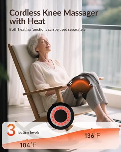 Heycool Knee Massager with Heat and Vibration, Cordless Electric Knee Massager with 3 Heating Levels 3 Massage Modes, Knee Brace Wrap Massager for Knee Muscle Relaxation, Adjustable Straps - Thumbnail 3