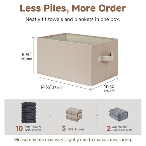 StorageWorks Closet Organizer Storage Baskets, Fabric Storage Bins for Shelves, Closet Organization and Storage Basket, Organizer Bins, Light Brown, 3-Pack, Large - Thumbnail 6