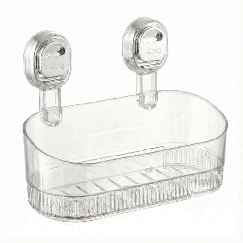 AVOKIHI No-Drill Bathroom Suction Storage Box – Large Capacity & Strong Load-Bearing, Wall Mounted Shower Shelf Caddy, Waterproof Organizer Fits Shampoo Bottles (Transparent) - Image 1