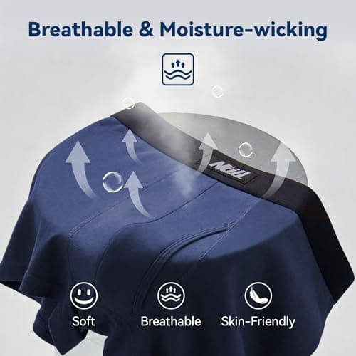 Nullktie Men‘s Ultra Soft Trunks with Fly, Modal Microfiber Underwear, Moisture Wicking Underpants Short Leg, 4 Pack - Thumbnail 4