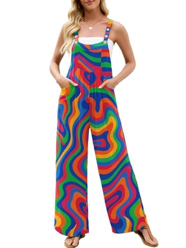 Heymoments Overalls Jumpsuits Rompers for Women Vibrant Medium Casual Maternity Winter Fall Comfy Ladies Loose Fit Dressy Wide Leg One Piece Sleeveless Grils Long Bib Baggy Pants with Pockets - Image 1