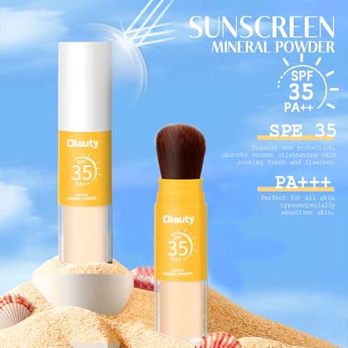 Mineral Powder Sunscreen, SPF Powder 35 Scalp Sunscreen, Brush On Powder Sunscreen for Face, Natural Setting Powder, Long Lasting Lightweight Breathable, Oil Control Natural Matte (#01 Translucent) - Thumbnail 2