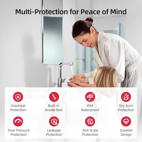 MIZUDO Electric Tank Water Heater - 8.0 Gallon Point of Use Instant Hot Water Heater for RV, Camper, Kitchen, Food Truck, 120V 1440W, Under Sink, Wall or Floor Mounted, Easy to Install - Thumbnail 2