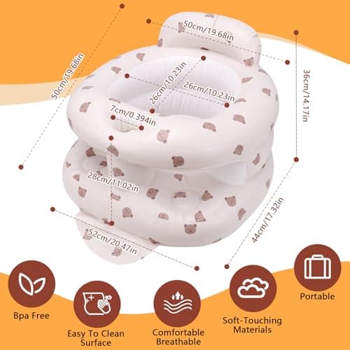Inflatable Baby Seat for Babies 3 Months & Up, Inflatable Baby Support Seat for Sitting Up, Toddler Baby Floor Chair with Built in Air Pump, Upgrade Water Injection Function, More Stable (Color#01) - Thumbnail 6