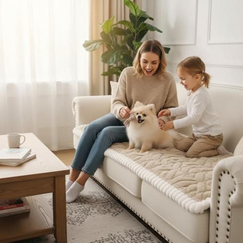 SHACOS 29.5"x72.8" Large Couch Cover for Dogs Non Slip Washable, Soft Fuzzy Pet Couch Covers for 3 Cushions Sofa, Pet-Friendly Couch Protector Sofa Pad, Brown - Thumbnail 2