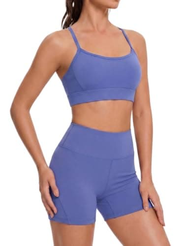 Workout Sets for Women Short 2 Piece Yoga Pilates Outfits Blue Matching Set