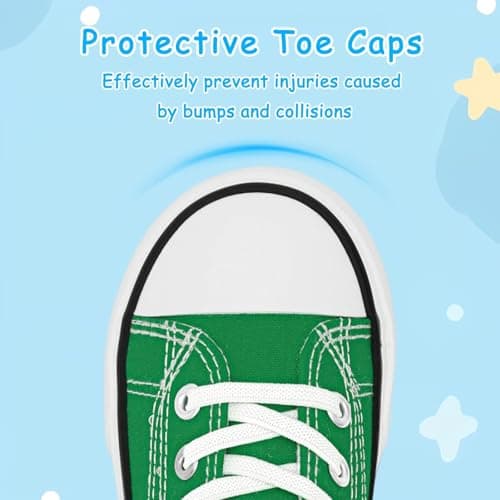 AOVOG Toddler Girls Shoes High Top Green Canvas Sneakers, Toddler Boys Walking Non-Slip Casual School Shoe, 10 - Thumbnail 3