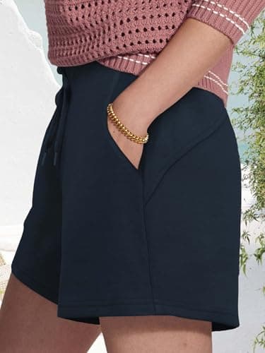 COCOMARTS Womens Summer Shorts Casual Hiking Cargo Athletic Sweat Shorts Drawstring Beach Vacation Trendy Outdoor Outfits Navy Blue X-Large - Thumbnail 2