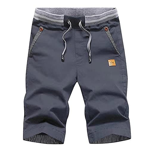 Tansozer Men's Shorts Casual Classic Fit Drawstring Summer Beach Shorts with Elastic Waist and Pockets (Overcast Blue, Medium) - Image 1