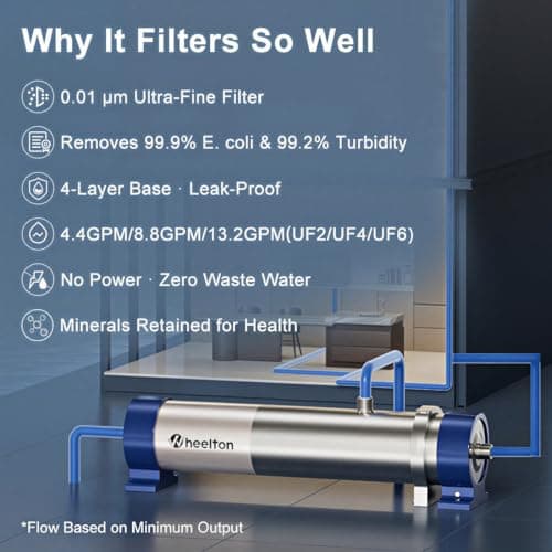 0.01 Micron Whole House Water Filter System, Ultrafiltration Water Filtration System with 3-5 Year Lifespan, Pre-Filtration Sediment Filter for Well & City Water (8.81GPM / 52,834 GL) - UF4 - Thumbnail 3