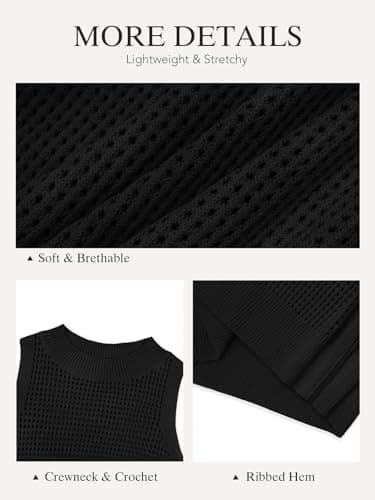 ATHMILE Summer Crochet Tank Tops for Women 2026 Casual Crewneck Hollow Out Loose Knit Sleeveless Sweater Vest Top Trendy Black - Thumbnail 4