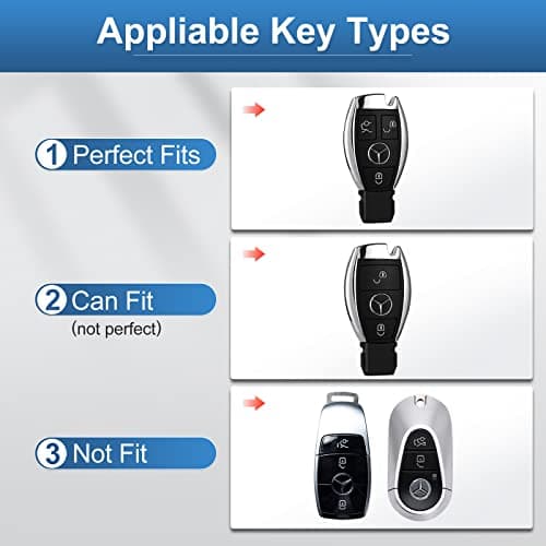 RUABIBAN for Mercedes Benz Key Fob Cover, Key Case Protection Fit for Mercedes Benz C E S M CLS CLK G Class Smart Key Holder - Thumbnail 2