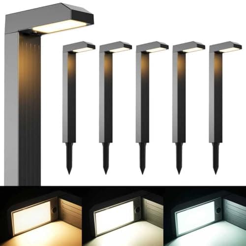 COXSENI Solar Pathway Lights Outdoor 6 Pack, 3 Color in 1 Bright Landscape Lighting with Cool/Warm/Daylight White Modes, Auto On/Off, IP65 Waterproof for Yard Garden Patio Walkway Sidewalk Lawn Decor - Image 1