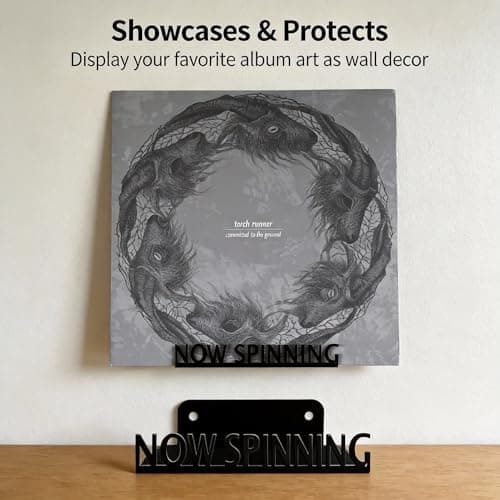 Now Spinning Vinyl Record Stand Wall Mount Album Player Display LP Shelf Black Decoration Vintage Organization for Music Lovers Accessory Hanging Storage Holder Room Steel Gift Ideas Lover Metal - Thumbnail 6