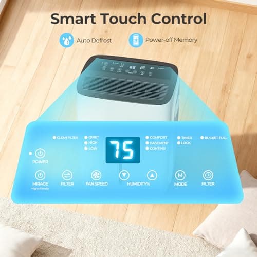 COWSAR 120 Pint Dehumidifier for Home Office Basement with Drain Hose, Energy Saving, Front LED Display, 4L Water Tank, Ideal for Spaces up to 6000 Sq. Ft., Featuring Auto Defrost, 3 Modes, 24H Timer - Thumbnail 4