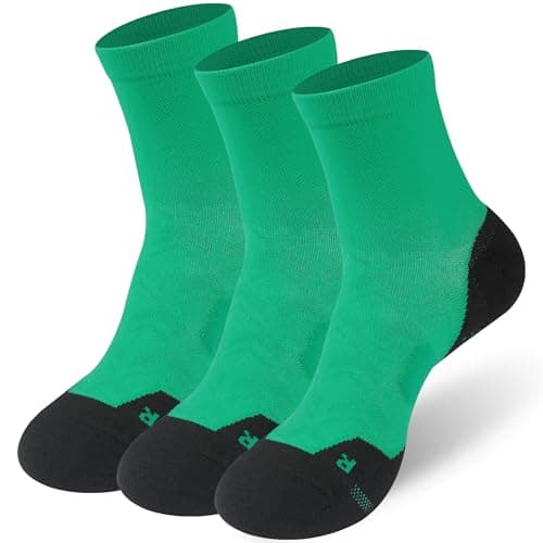 NIcool Green Athletic Cushioned Socks, 3 Pairs St Patrick's Day Socks Cycling Socks for Men Compression Tennis Socks for Women Moisture Wicking Mens Quarter Socks Padded Seamless Running Socks, Green - Image 1